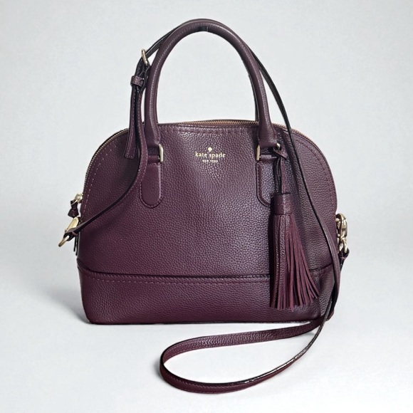 Authentic Kate Spade Plum Carli McCall Street Leather Satchel Crossbody! COA! - Picture 1 of 13